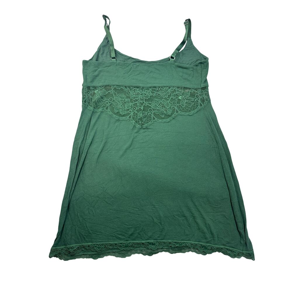 Victoria's Secret Green Ribbed Chemise Lace Trim Large